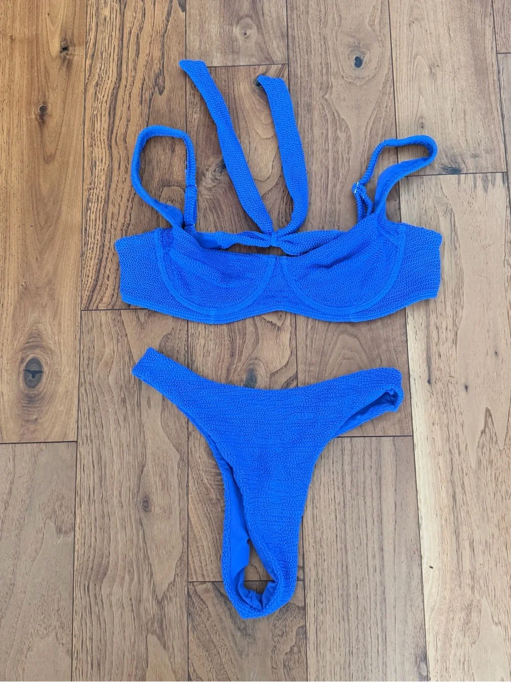 Monday Swimwear Cobalt Blue Textured Underwire Bikini